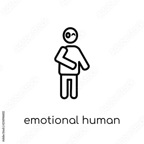 emotional human icon. Trendy modern flat linear vector emotional human icon on white background from thin line Feelings collection