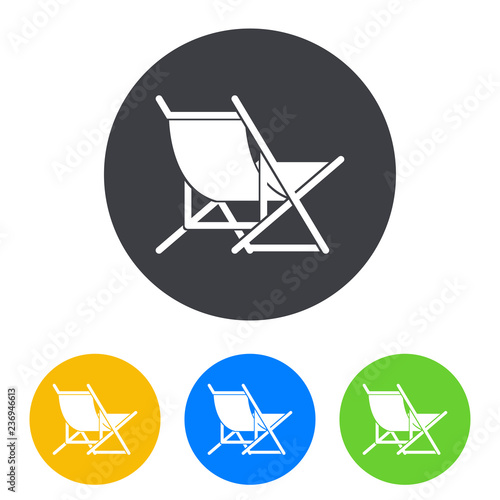 Icono plano silla de playa en círculo varios colores