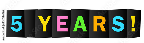 5 YEARS bright and colorful typography banner