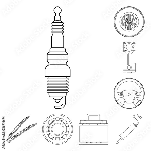 Vector illustration of auto and part logo. Collection of auto and car vector icon for stock.