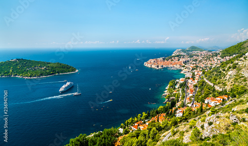 Fototapeta Naklejka Na Ścianę i Meble -  Aerial view of Dubrovnik with the Adriatic Sea in Croatia