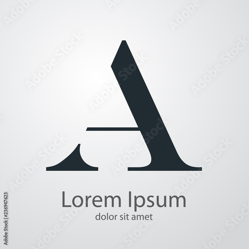 Logotipo con letra A en espacio negativo en fondo gris