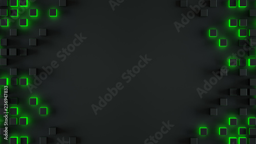 Frame of glowing green cube...