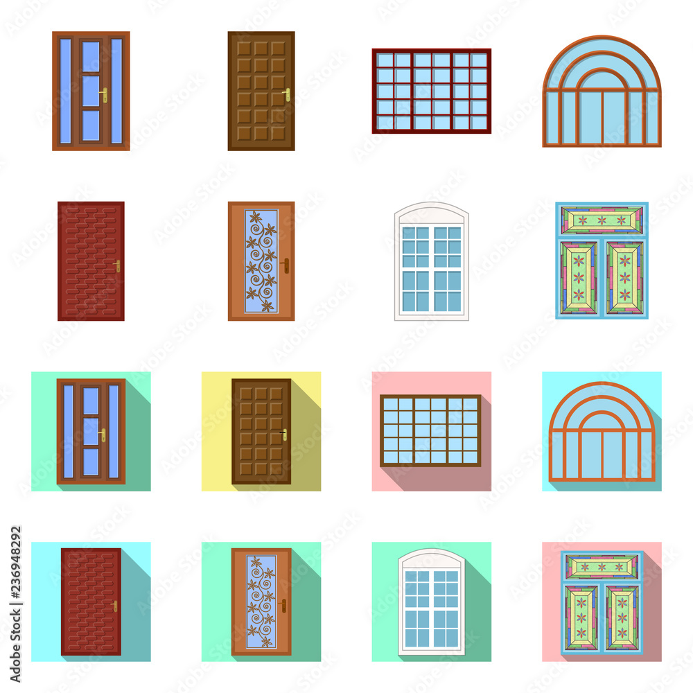 Fototapeta premium Vector design of door and front symbol. Collection of door and wooden stock vector illustration.