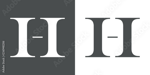 Icono plano letra H espacio negativo en gris y blanco