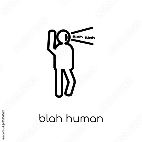 blah human icon. Trendy modern flat linear vector blah human icon on white background from thin line Feelings collection