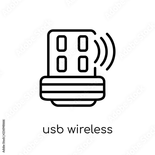 usb wireless adapter icon. Trendy modern flat linear vector usb wireless adapter icon on white background from thin line Electronic devices collection
