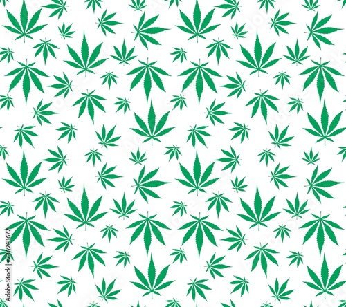 Hemp Cannabis Leaf seamless vector pattern