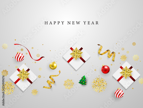 Christmas Party Poster and Happy New Year background. template for greeting, winter holiday cards,