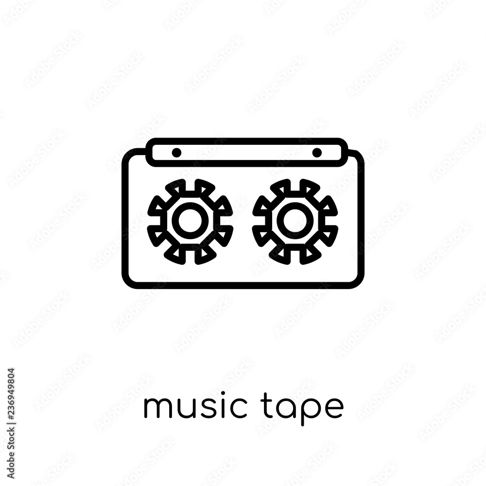 music tape icon. Trendy modern flat linear vector music tape icon on white background from thin line Entertainment collection, outline vector illustration