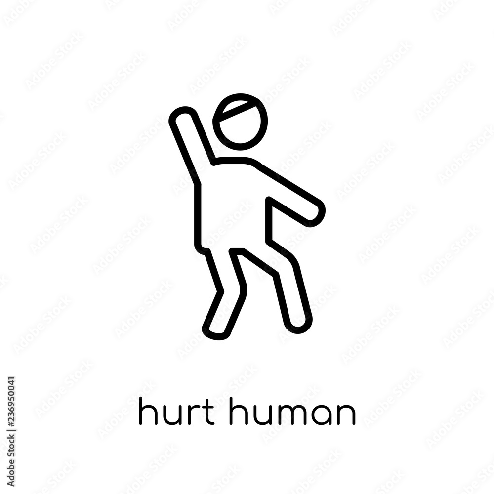 hurt human icon. Trendy modern flat linear vector hurt human icon on white background from thin line Feelings collection hurt human icon. Trendy modern flat linear vector hurt human icon on white background from thin line Feelings collection