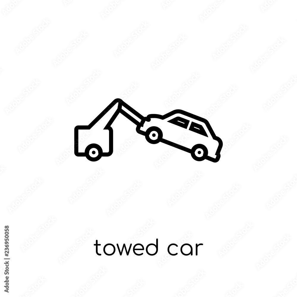 Towed car icon. Trendy modern flat linear vector Towed car icon on white background from thin line Insurance collection