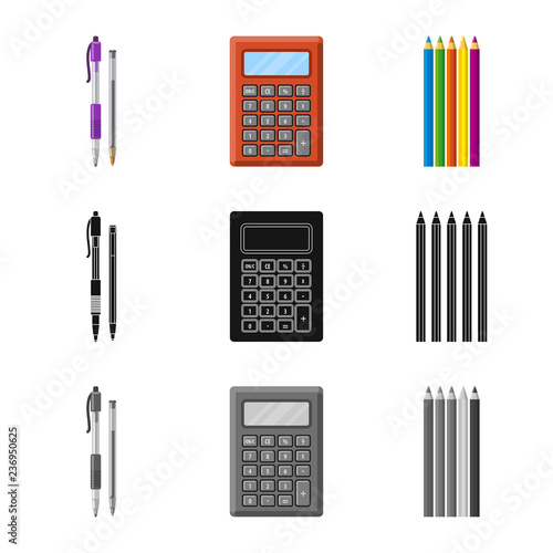 Vector design of office and supply symbol. Collection of office and school stock vector illustration.