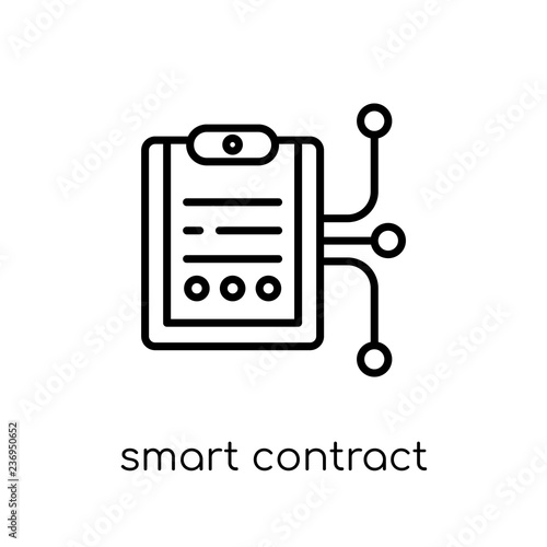 smart contract icon. Trendy modern flat linear vector smart contract icon on white background from thin line General collection