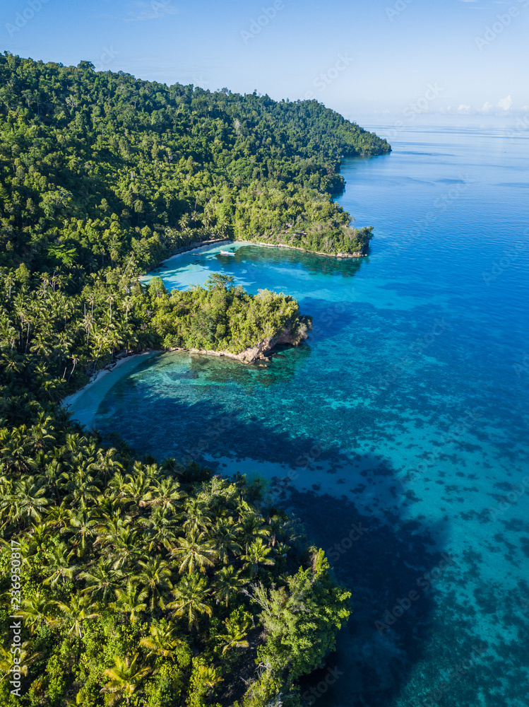 Obraz premium The coastline of the Togian islands in Sulawesi, Indonesia