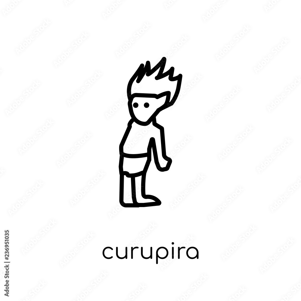 Curupira icon. Trendy modern flat linear vector Curupira icon on white background from thin line Fairy Tale collection Curupira icon. Trendy modern flat linear vector Curupira icon on white background from thin line Fairy Tale collection