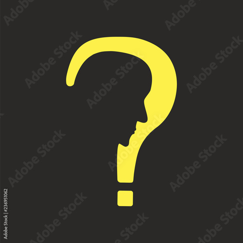 psychology problem question mark with profile concept