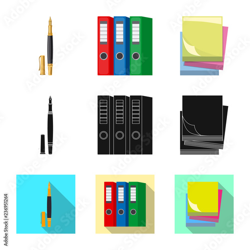 Vector design of office and supply sign. Set of office and school stock vector illustration.