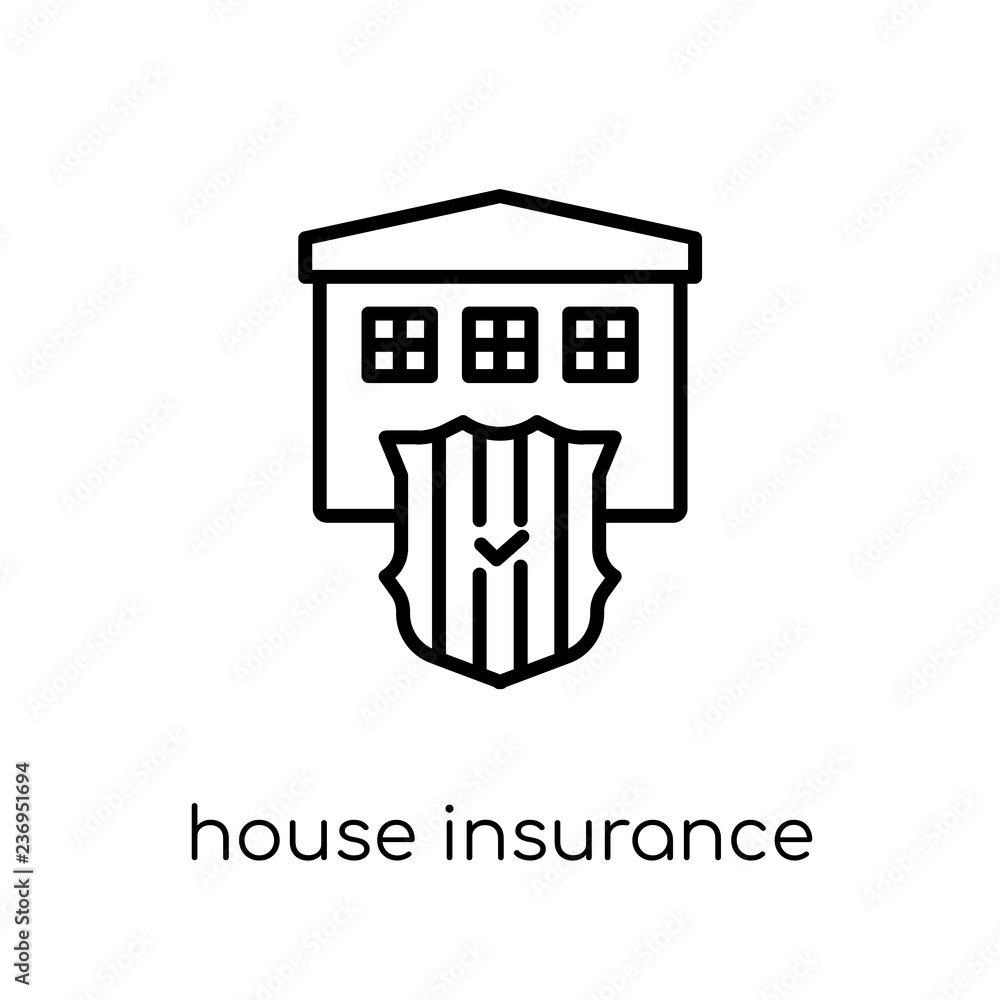 House insurance icon. Trendy modern flat linear vector House insurance icon on white background from thin line Insurance collection