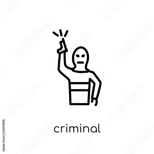 Criminal icon. Trendy modern flat linear vector Criminal icon on white background from thin line law and justice collection