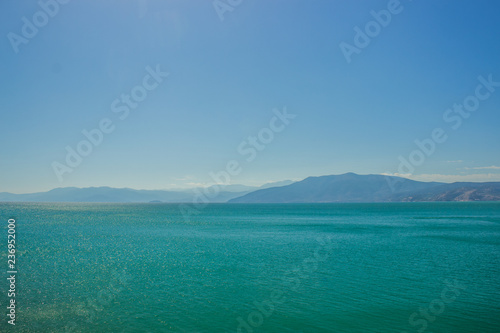 Bild auf Leinwand soft focus beautiful south tropic landscape of mountain ridge shape on horizon b