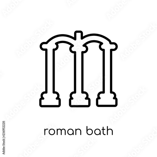 Roman bath icon. Trendy modern flat linear vector Roman bath icon on white background from thin line sauna collection
