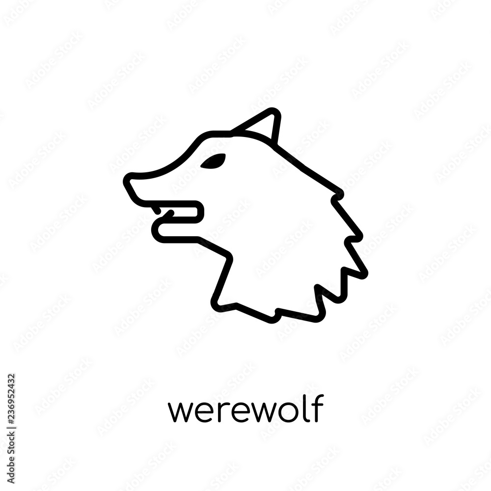 Werewolf icon. Trendy modern flat linear vector Werewolf icon on white background from thin line Fairy Tale collection Werewolf icon. Trendy modern flat linear vector Werewolf icon on white background from thin line Fairy Tale collection