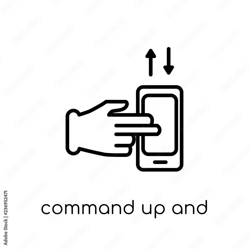 Command up and down gesture icon. Trendy modern flat linear vect Command up and down gesture icon. Trendy modern flat linear vect
