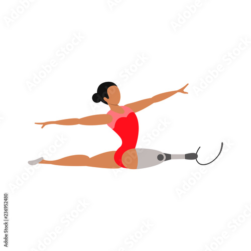 Athlete with leg bioprosthesis.
