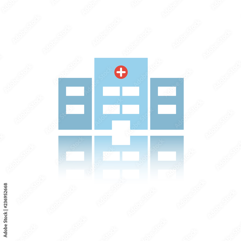 Isolated hospital color icon with reflection Isolated hospital color icon with reflection