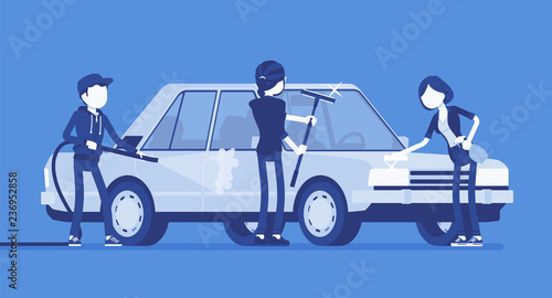 Car hand wash self-service facilities, young people