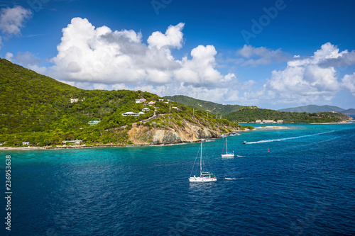 Landscape of the coastline of the British Virgin Islands