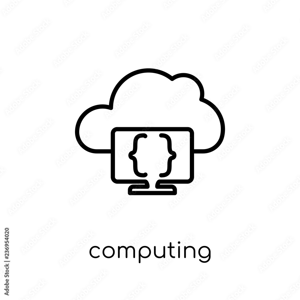 Computing icon. Trendy modern flat linear vector Computing icon on white background from thin line Programming collection Computing icon. Trendy modern flat linear vector Computing icon on white background from thin line Programming collection