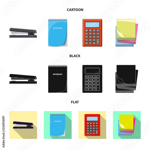 Vector illustration of office and supply symbol. Set of office and school stock symbol for web.