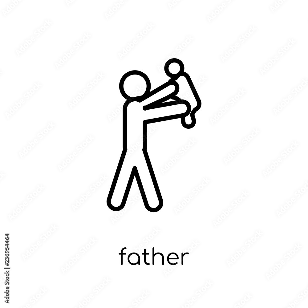 father icon. Trendy modern flat linear vector father icon on white background from thin line family relations collection father icon. Trendy modern flat linear vector father icon on white background from thin line family relations collection
