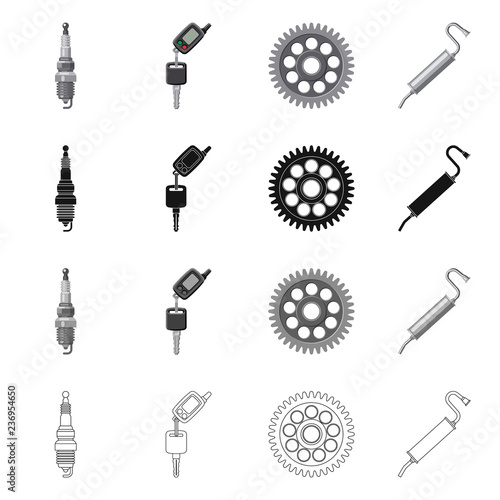 Vector illustration of auto and part logo. Set of auto and car stock symbol for web.