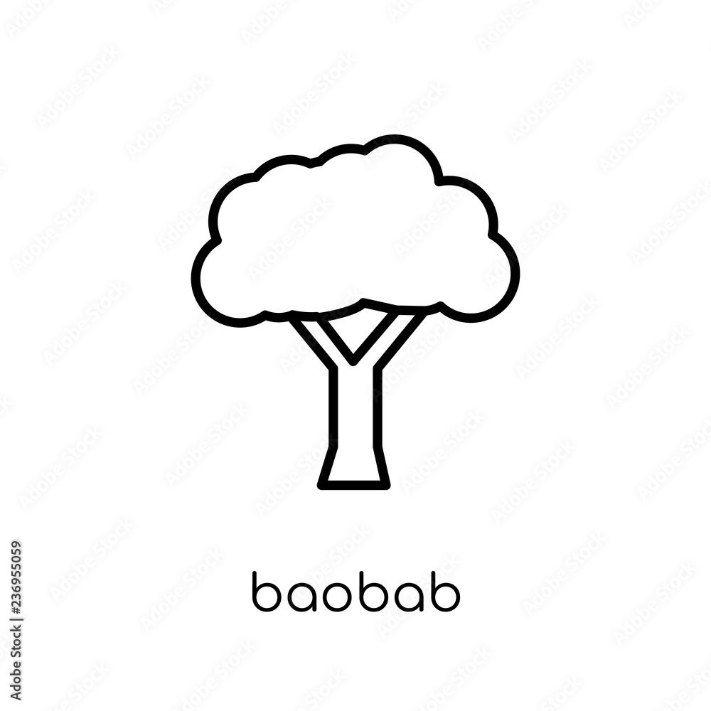 Baobab icon. Trendy modern flat linear vector Baobab icon on white background from thin line nature collection Baobab icon. Trendy modern flat linear vector Baobab icon on white background from thin line nature collection