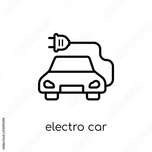 electro car icon. Trendy modern flat linear vector electro car icon on white background from thin line general collection
