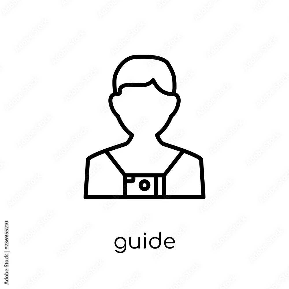 Guide icon. Trendy modern flat linear vector Guide icon on white background from thin line Professions collection
