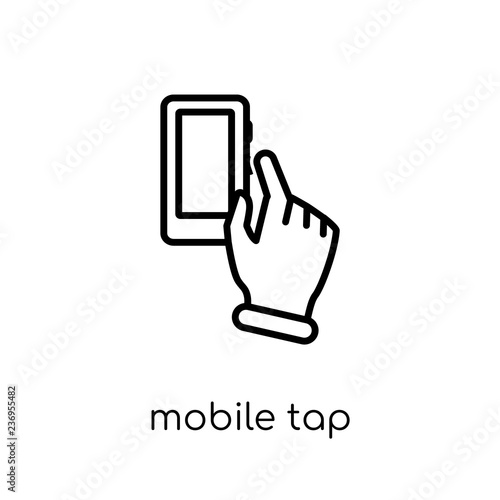 Mobile Tap icon. Trendy modern flat linear vector Mobile Tap icon on white background from thin line Hands and guestures collection photo