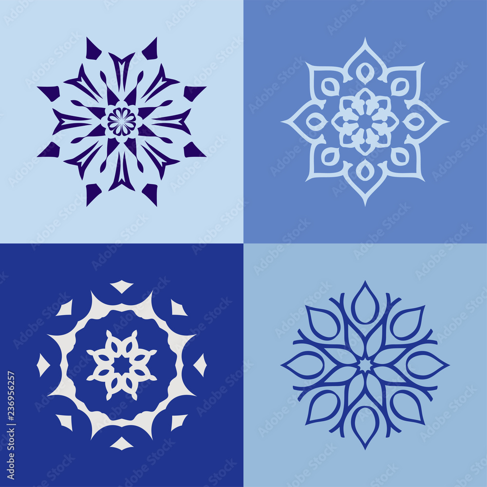 Set with four beautiful Mandalas. Vector decorative elements for your design. Flower, oriental patterns Set with four beautiful Mandalas. Vector decorative elements for your design. Flower, oriental patterns