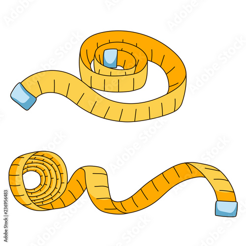 Yellow measuring tape for tool roulette. Vector illustration isolated on white background