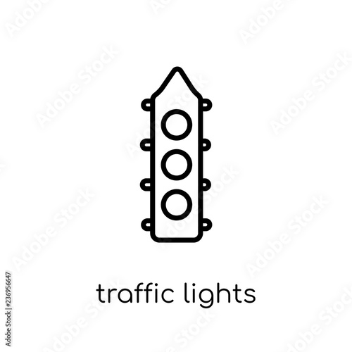 Traffic lights icon. Trendy modern flat linear vector Traffic lights icon on white background from thin line Maps and Locations collection