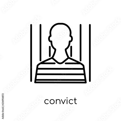 Convict icon. Trendy modern flat linear vector Convict icon on white background from thin line law and justice collection