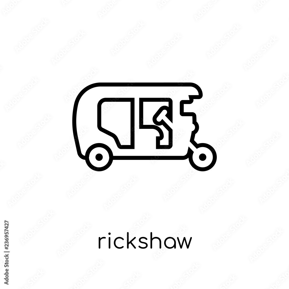 Rickshaw icon. Trendy modern flat linear vector Rickshaw icon on white background from thin line india collection
