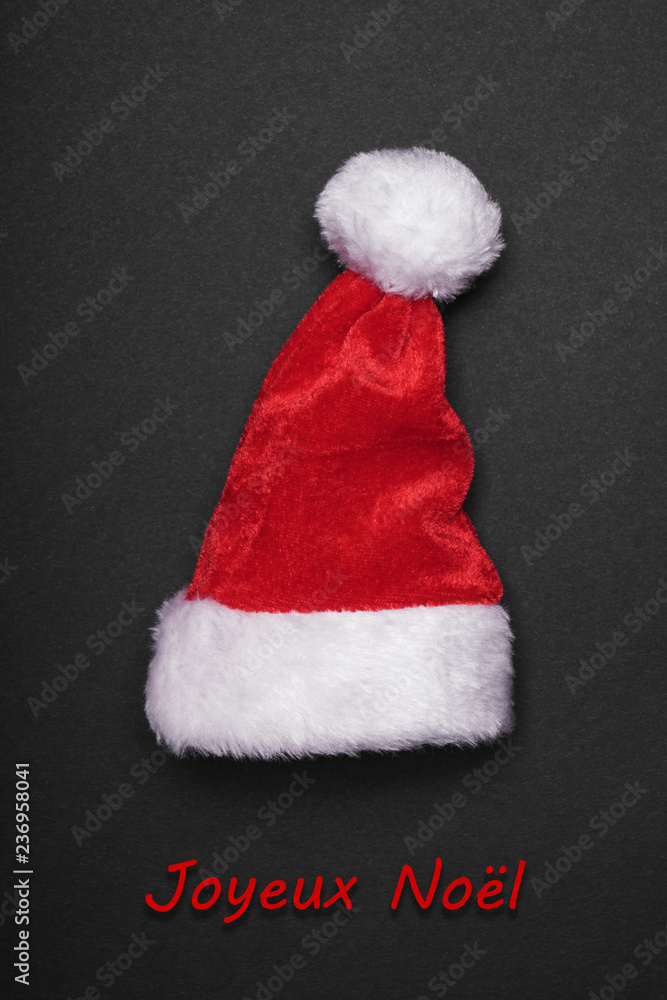 Joyeux Noel french christmas greeting card with santa hat Joyeux Noel french christmas greeting card with santa hat