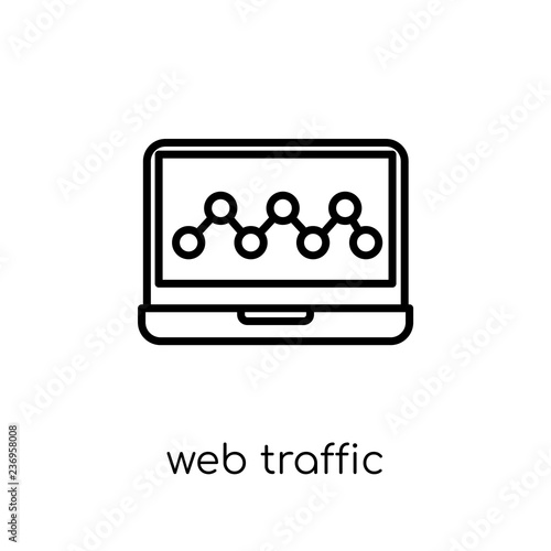 web traffic icon. Trendy modern flat linear vector web traffic icon on white background from thin line Internet Security and Networking collection