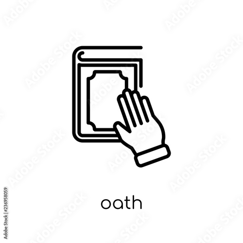 Oath icon. Trendy modern flat linear vector Oath icon on white background from thin line law and justice collection