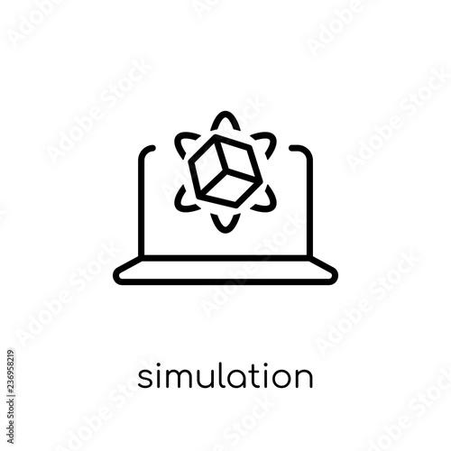 Simulation icon. Trendy modern flat linear vector Simulation icon on white background from thin line Programming collection