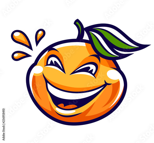 Funny Cartoon Mandarin Vector Character